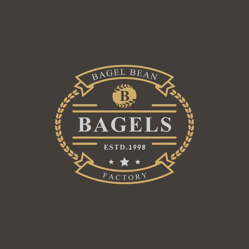 Vintage Retro Badge for Letter B for Bagels Logo Emblem Design Symbol vector