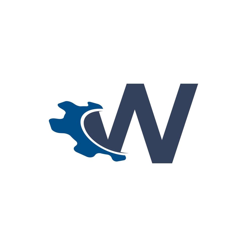 corporación letra w con diseño de logotipo de engranaje automotriz swoosh. adecuado para logotipos de construcción, automoción, mecánica e ingeniería vector
