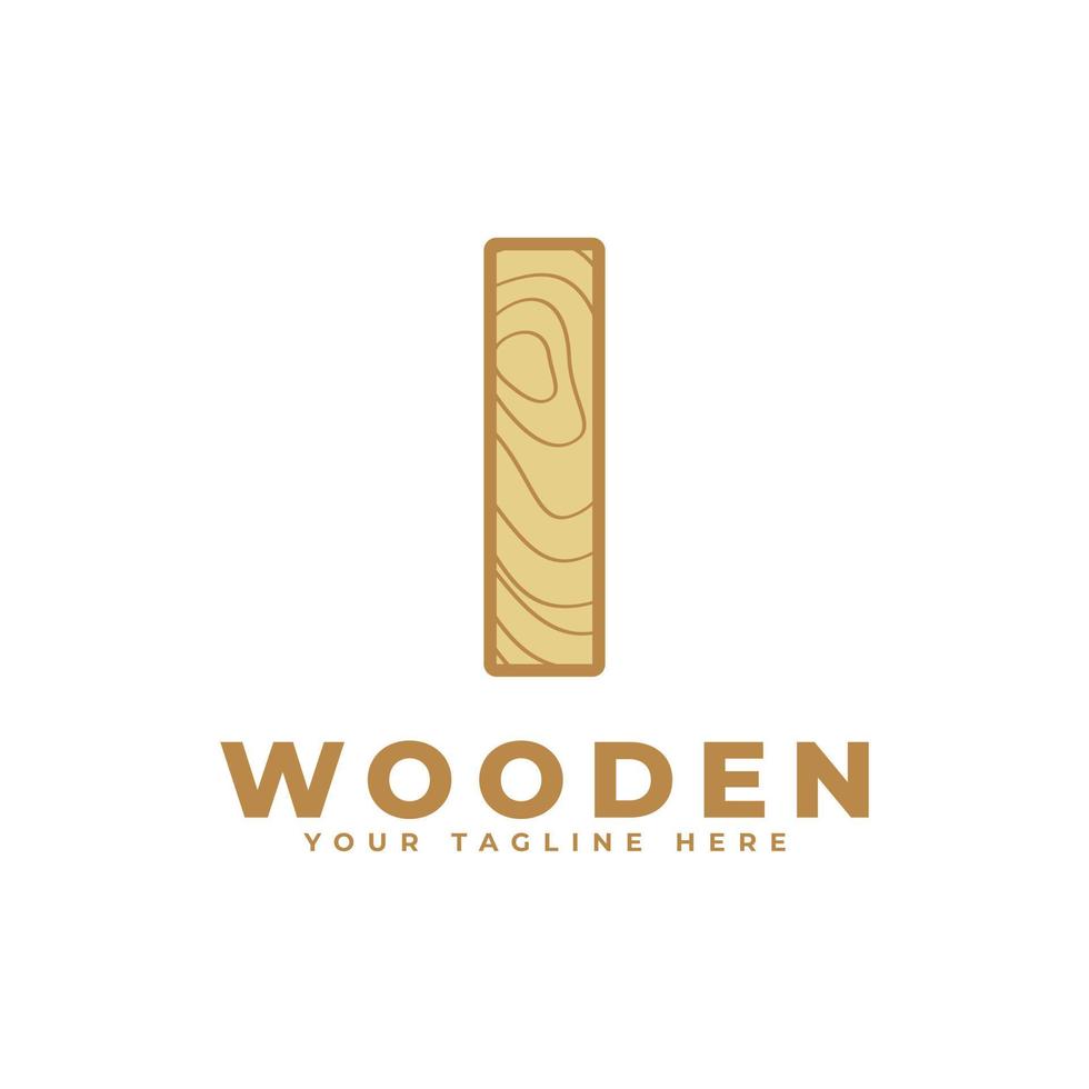 Letter I with Wooden Texture Logo. Usable for Business, Architecture, Real Estate, Construction and Building Logos vector
