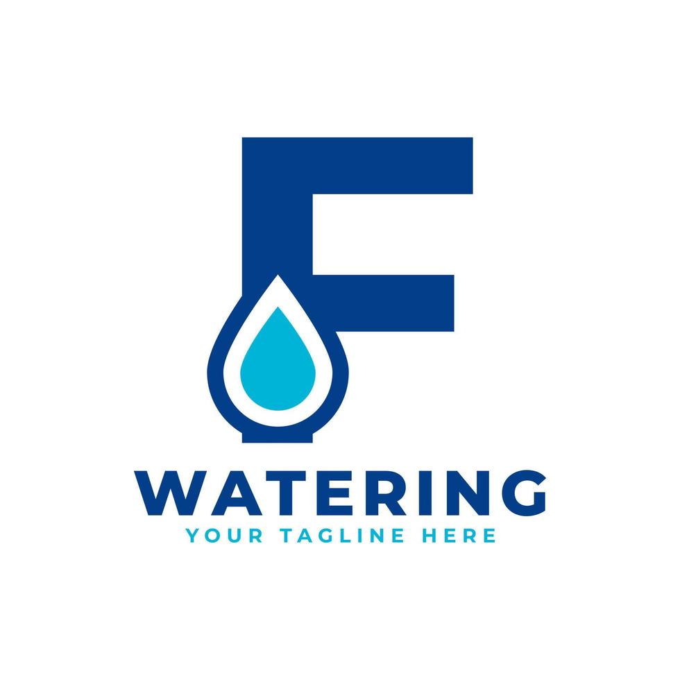 logotipo inicial de la letra f de la gota de agua. utilizable para la naturaleza y los logotipos de marca. elemento de plantilla de ideas de diseño de logotipo de vector plano