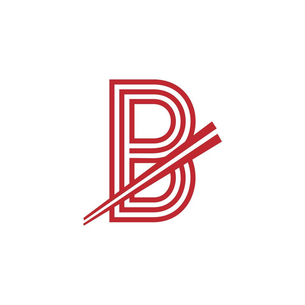 letra b fideos japoneses vector logo símbolo. adecuado para la inspiración del logotipo de los restaurantes japoneses.