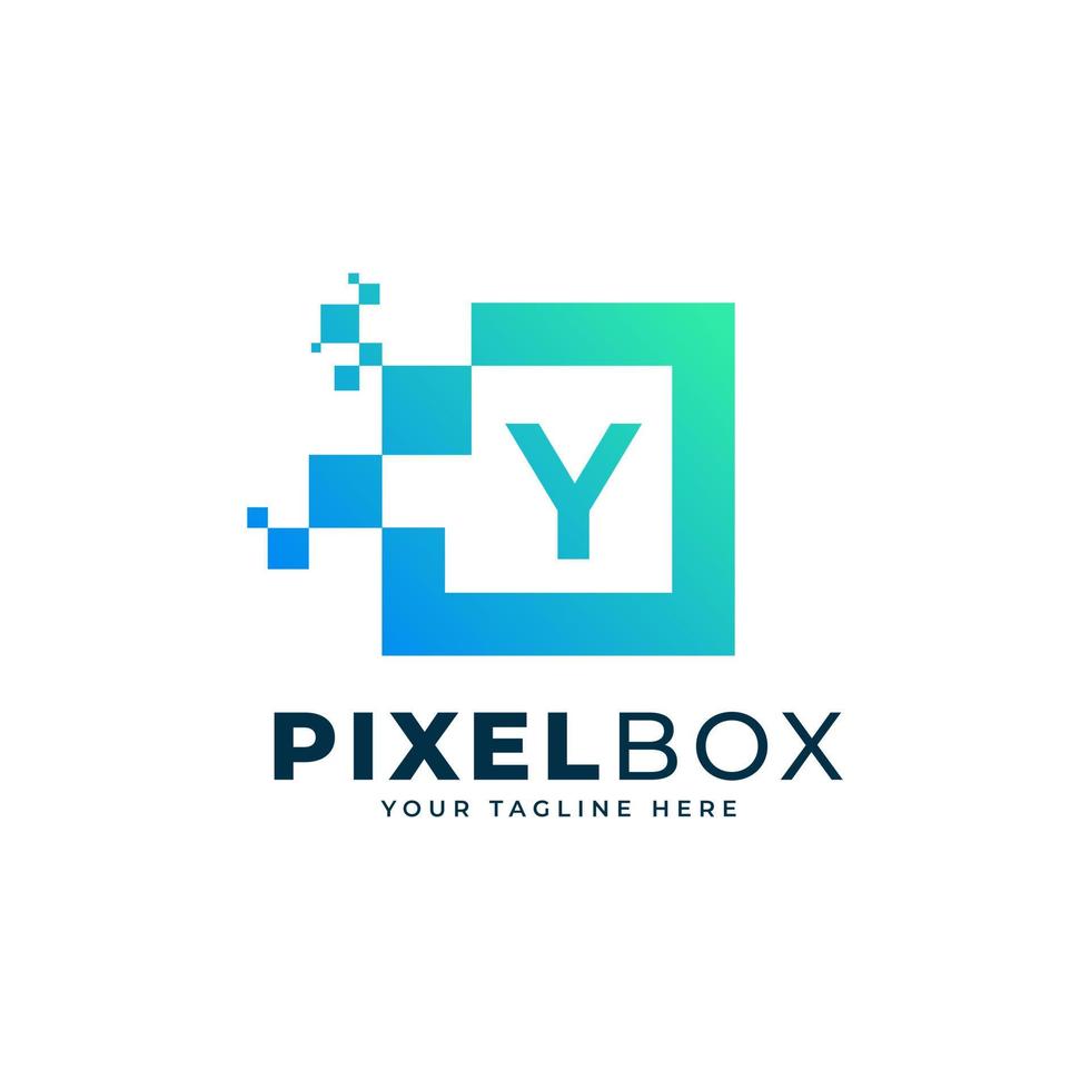 Initial Letter Y Digital Pixel Logo Design. Geometric Shape with Square Pixel Dots. Usable for Business and Technology Logos vector