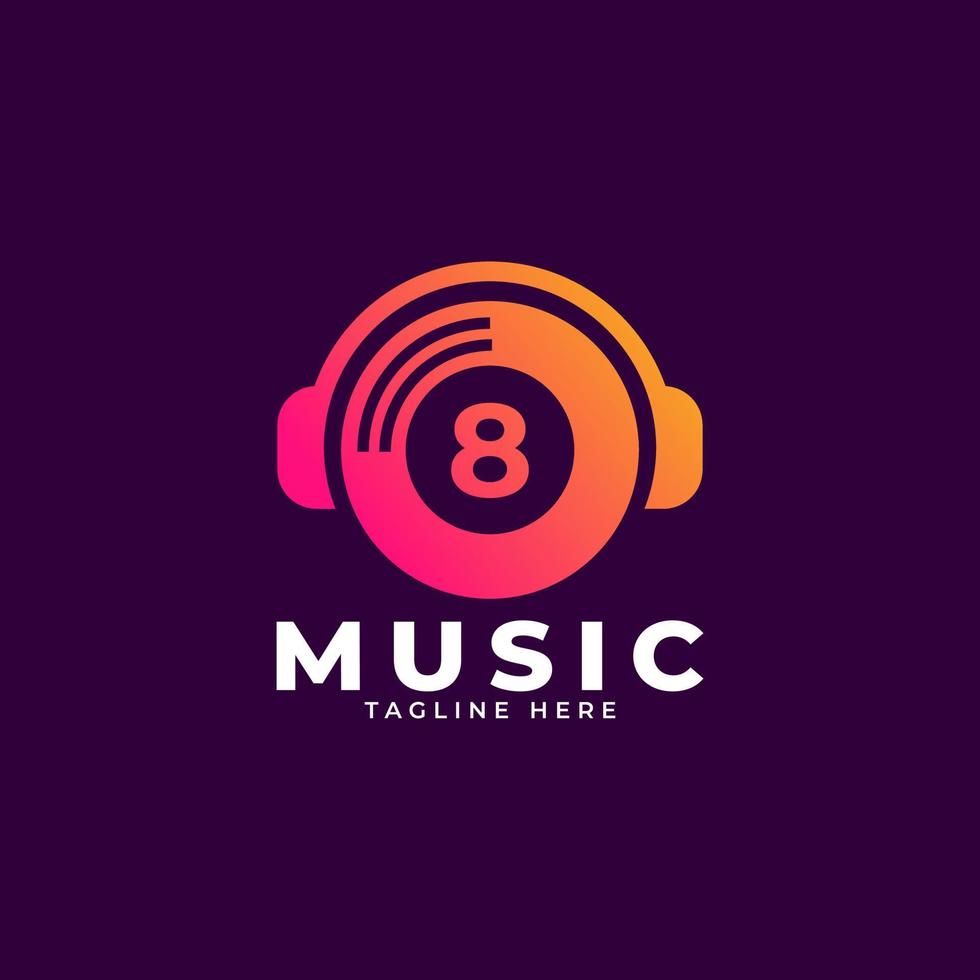 Music Logo Icon. Number 8 Music Logo Design Template Element. vector