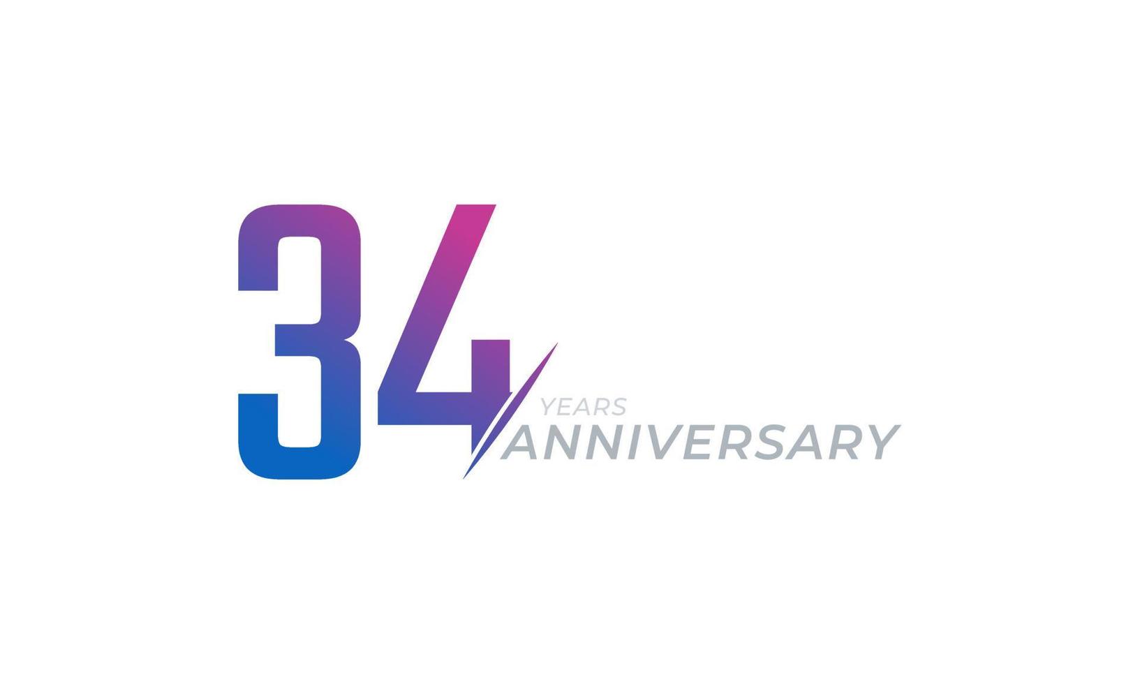 34 Year Anniversary Celebration Vector. Happy Anniversary Greeting Celebrates Template Design Illustration vector