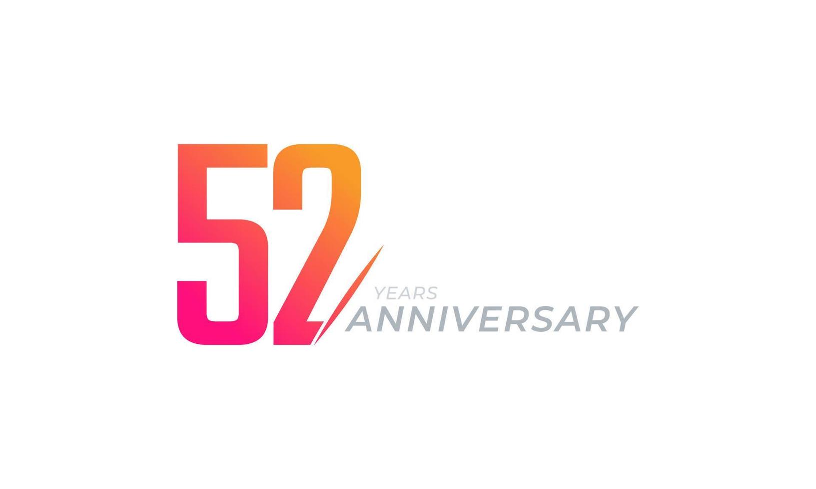 52 Year Anniversary Celebration Vector. Happy Anniversary Greeting Celebrates Template Design Illustration vector