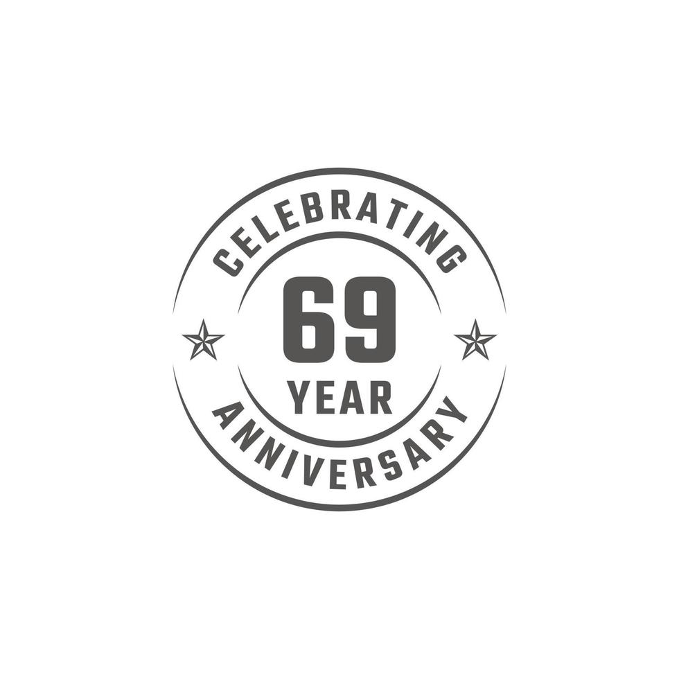 69 Year Anniversary Celebration Emblem Badge with Gray Color for Celebration Event, Wedding, Greeting card, and Invitation Isolated on White Background vector