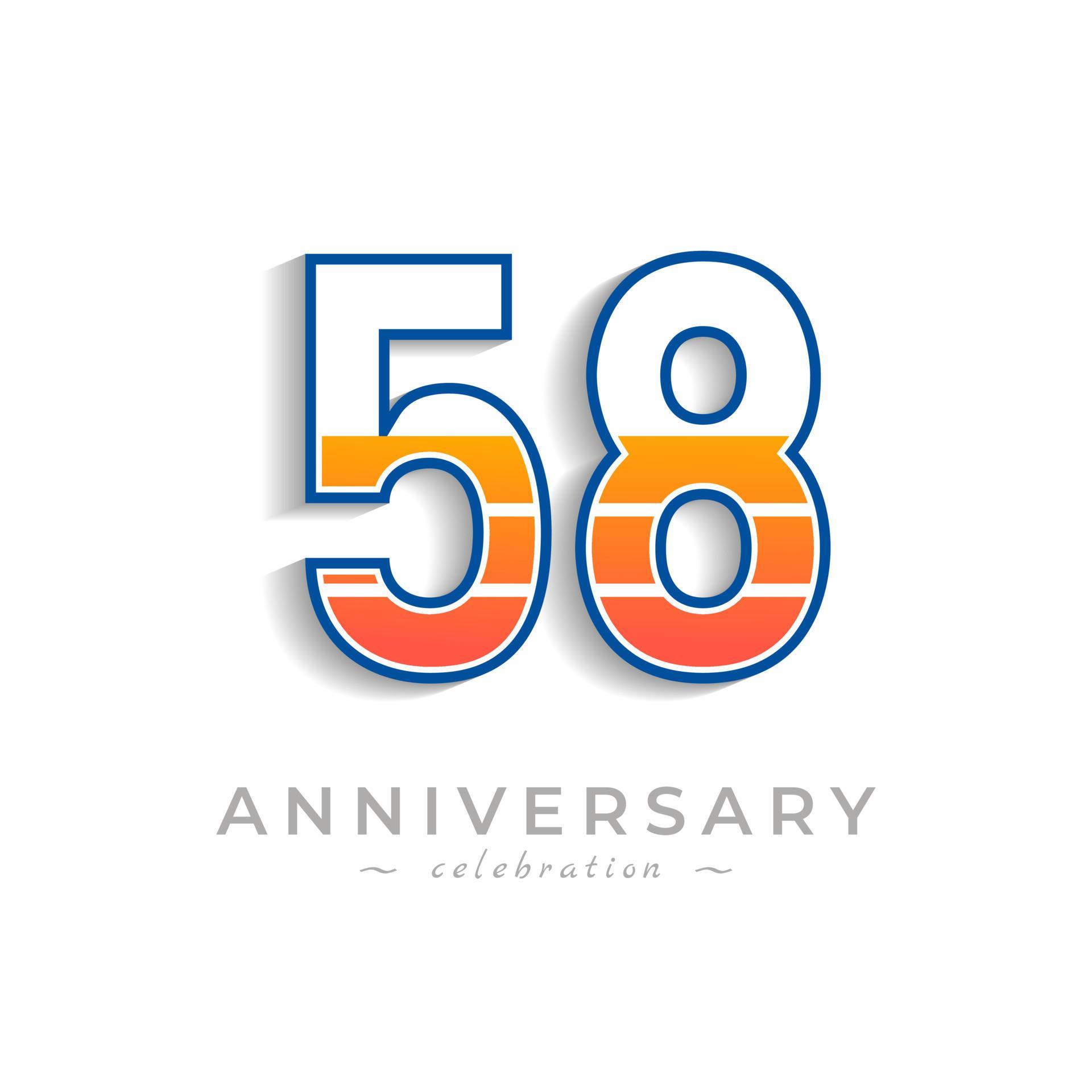 Celebración del aniversario de 58 años con batería de icono de carga para evento de celebración, boda, tarjeta de felicitación e invitación aislada en fondo blanco vector