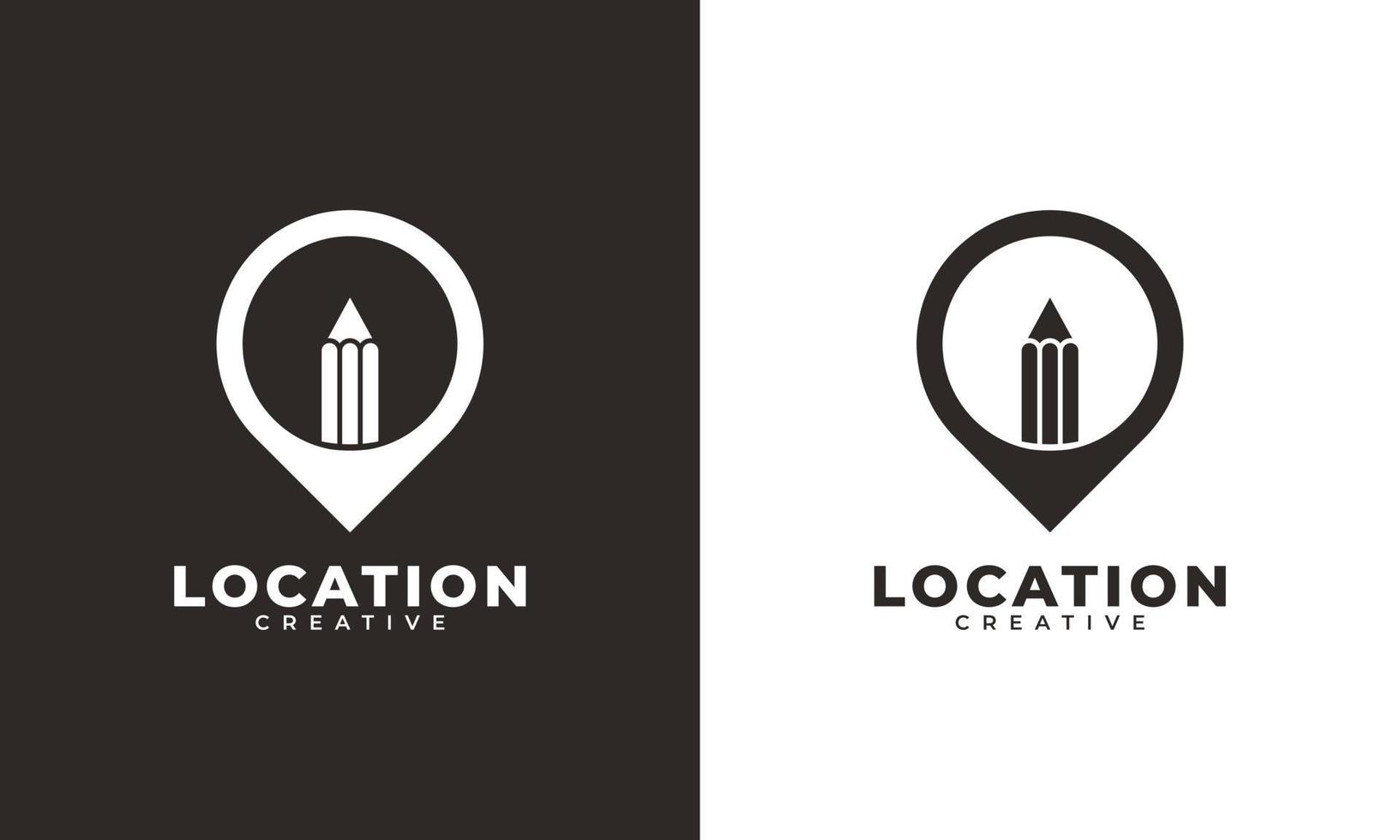 Creative Pin Location Logo. Pencil Combined with Point Map Icon Vector Illustration