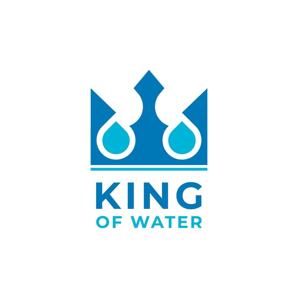 Blue Ocean King Crown and Water Sea Waves for Boat Ship Logo Design Template Element vector