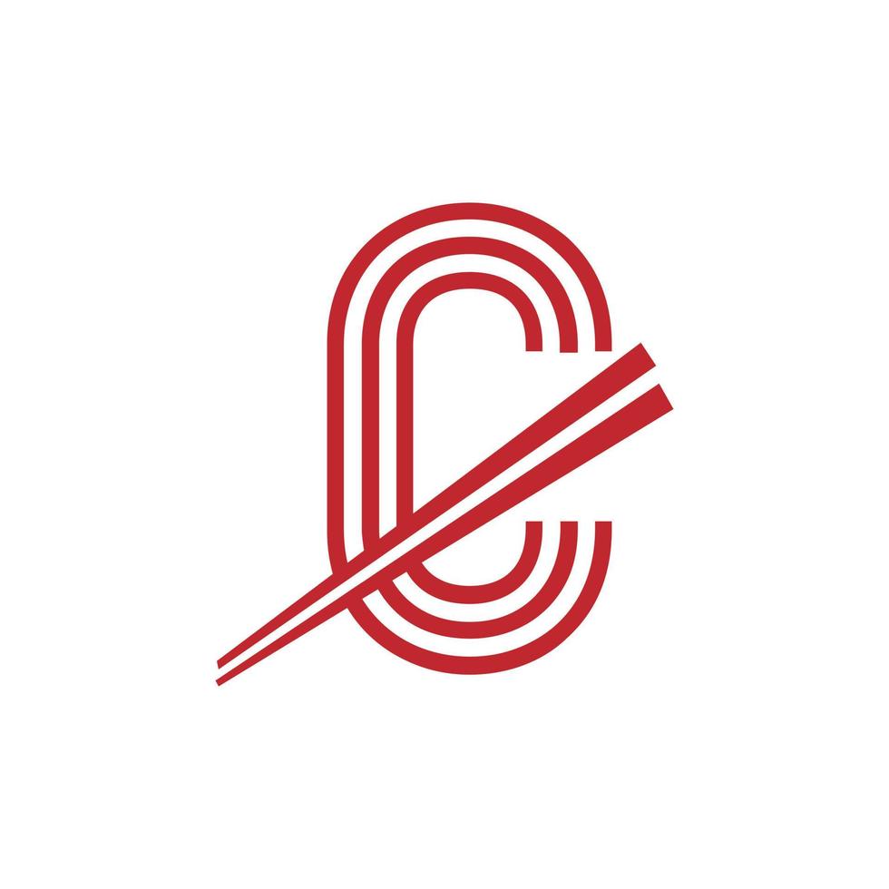 letra c fideos japoneses vector logo símbolo. adecuado para la inspiración del logotipo de los restaurantes japoneses.
