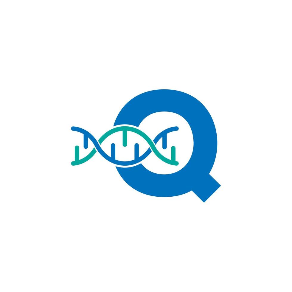 letra inicial q elemento de plantilla de diseño de logotipo de icono de ADN genético. ilustración biológica vector