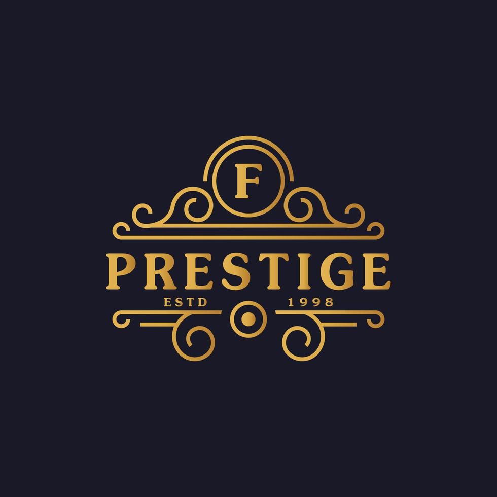 Letter F Luxury Logo Flourishes Calligraphic Elegant Ornament Lines. Business sign, Identity for Restaurant, Royalty, Boutique, Cafe, Hotel, Heraldic, Jewelry and Fashion Logo Design Template vector