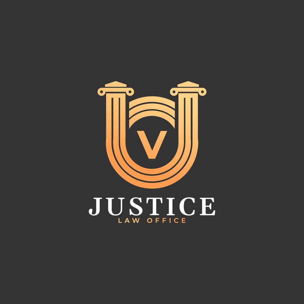 Law Firm Letter V Golden Logo Design Template Element vector