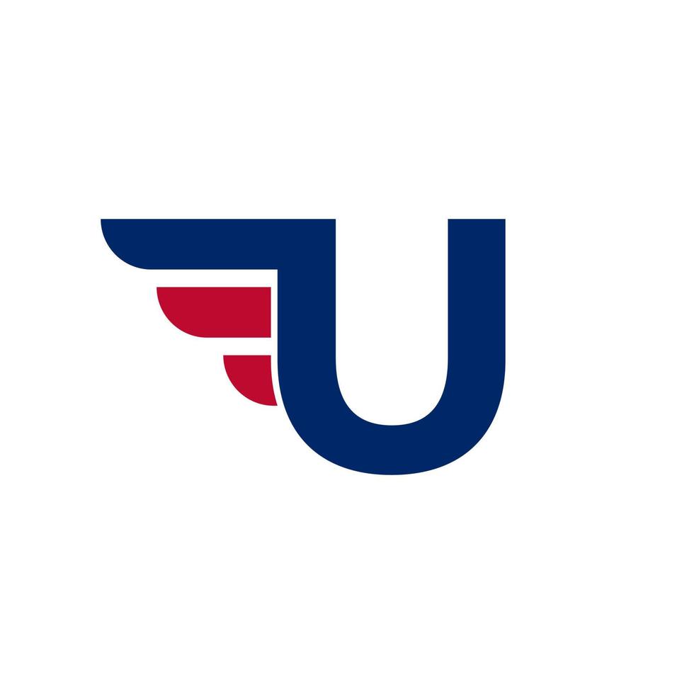 Alphabet Letter U with Fast Wings Logo Design Element on White background Vector Illustration