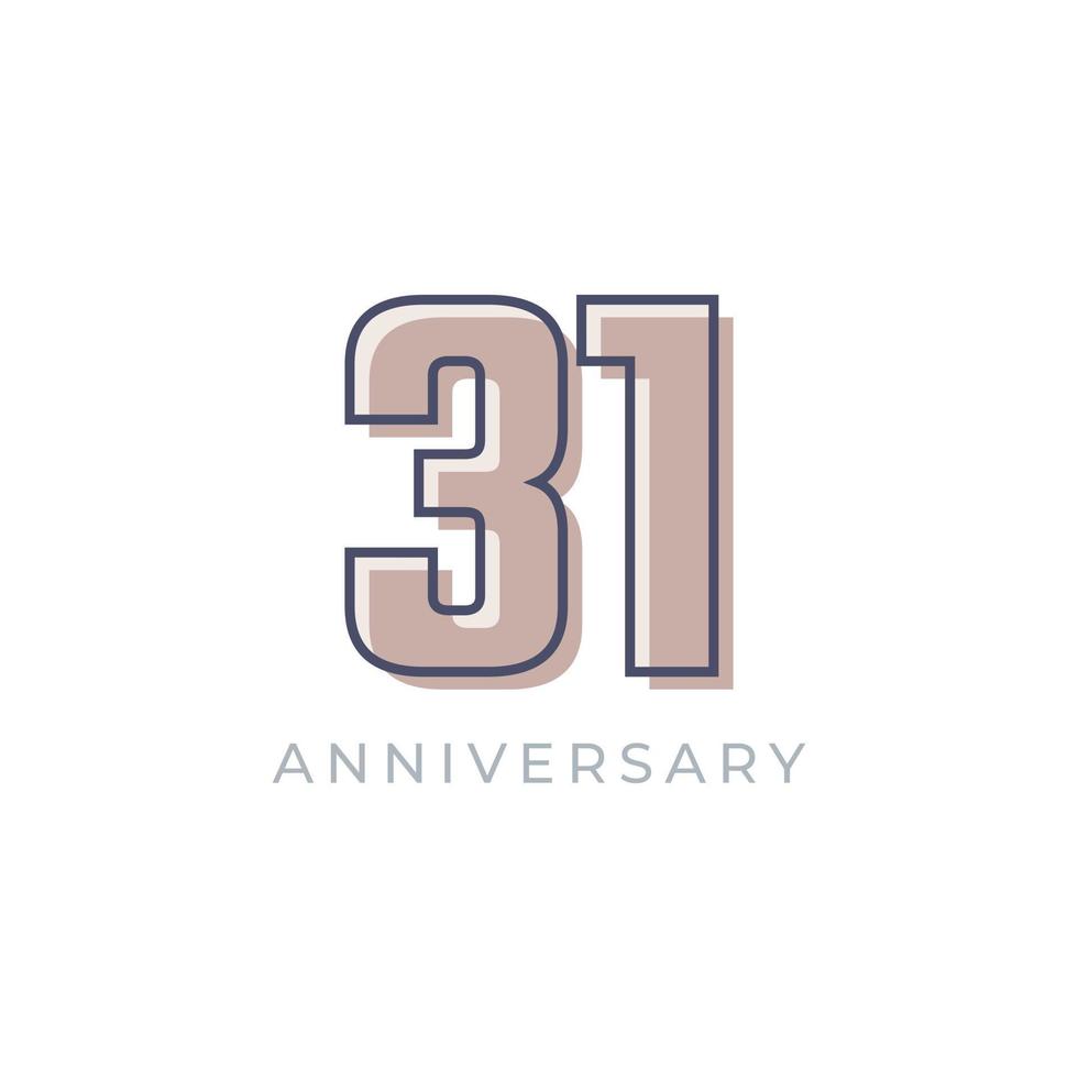 31 Year Anniversary Celebration Vector. Happy Anniversary Greeting Celebrates Template Design Illustration vector