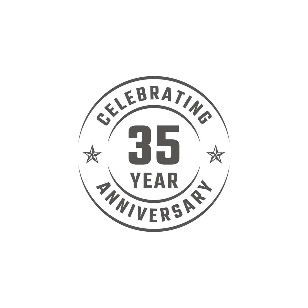 35 Year Anniversary Celebration Emblem Badge with Gray Color for Celebration Event, Wedding, Greeting card, and Invitation Isolated on White Background vector