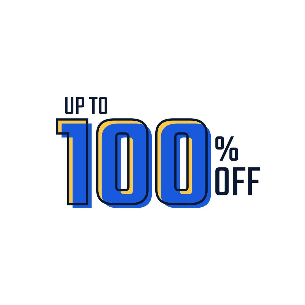 Discount Label up to 100 persent off Blue Vector Template Design Illustration. Suitable Design for Shop and Sale Banners.