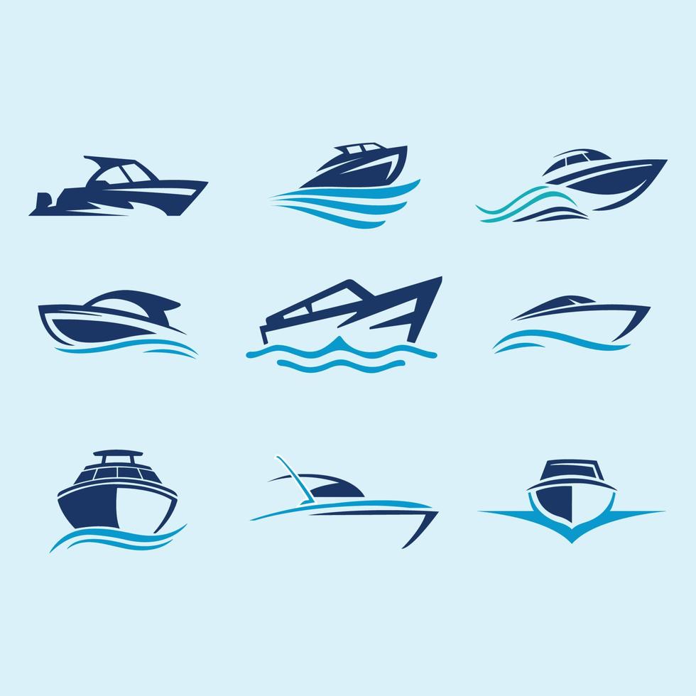 conjunto de diseño de logotipo de barco vector