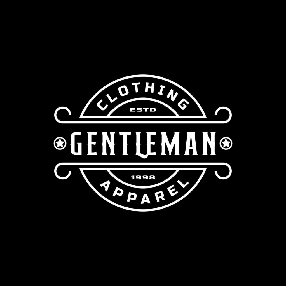 Creative Classic Vintage Retro Label Badge for Gentleman Cloth Apparel Logo Design Inspiration vector