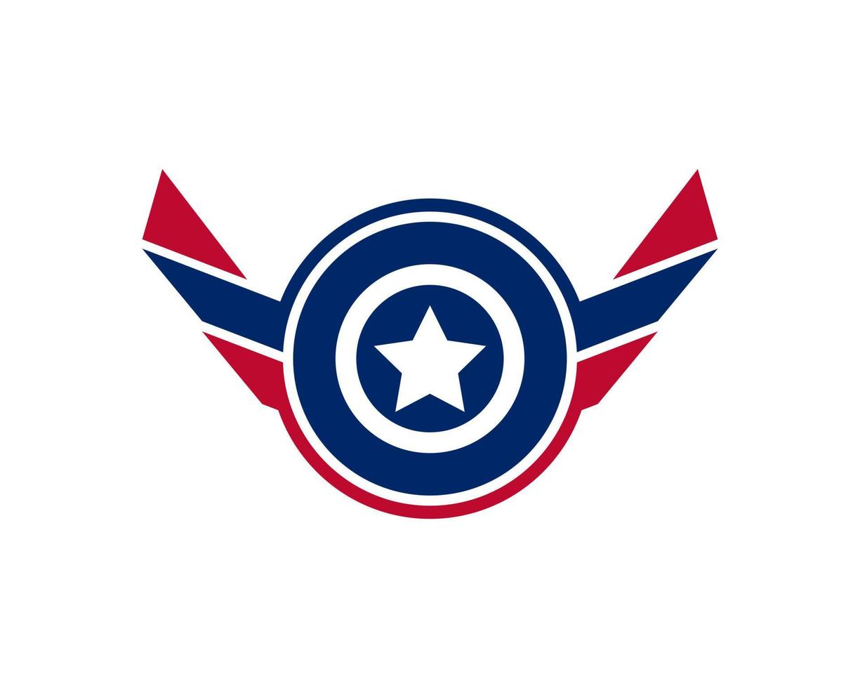 Patriotic American Veteran Flag Emblem Wings Icon Logo Design Template Element vector