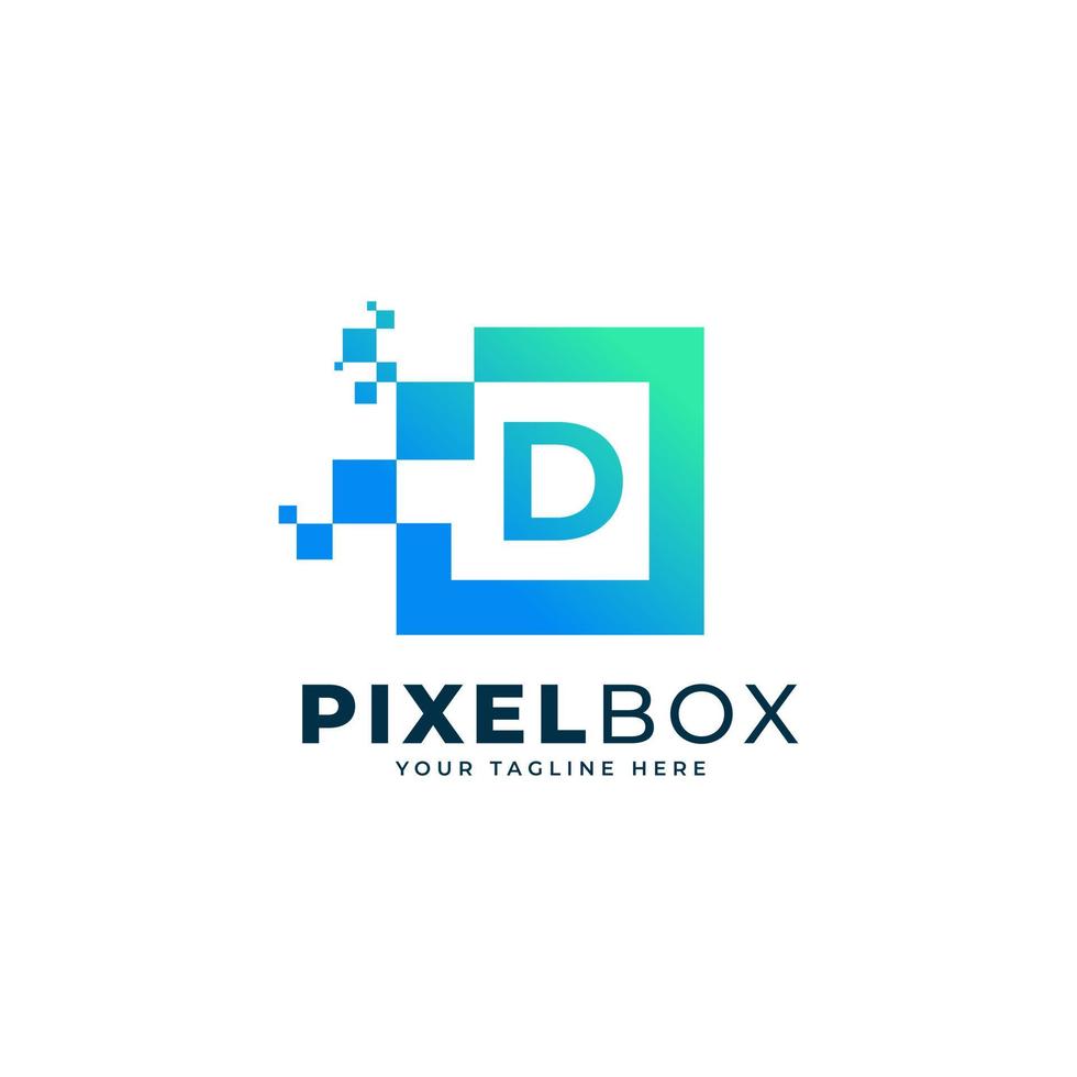 Initial Letter D Digital Pixel Logo Design. Geometric Shape with Square Pixel Dots. Usable for Business and Technology Logos vector