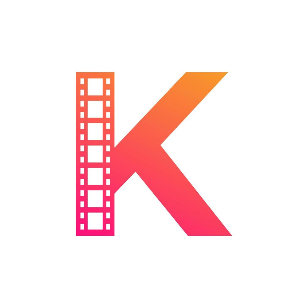 Initial Letter K with Reel Stripes Filmstrip for Film Movie Cinema Production Studio Logo Inspiration vector