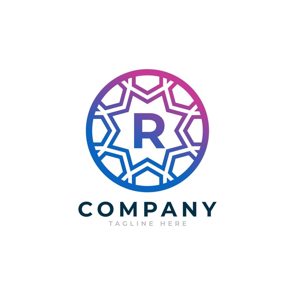Letter R Inside Circle Shape Logo Design Template Element vector