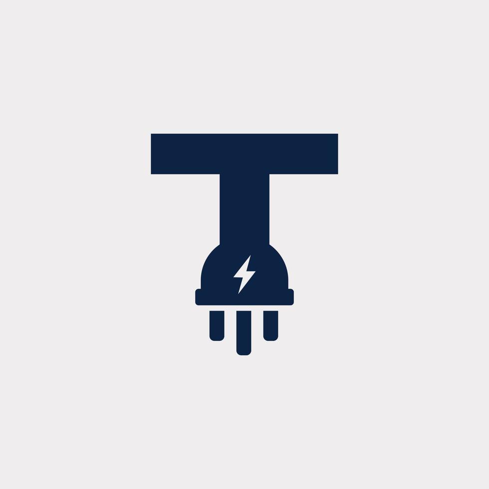 Initial Letter T Electric Icon Logo Design Element. Eps10 Vector