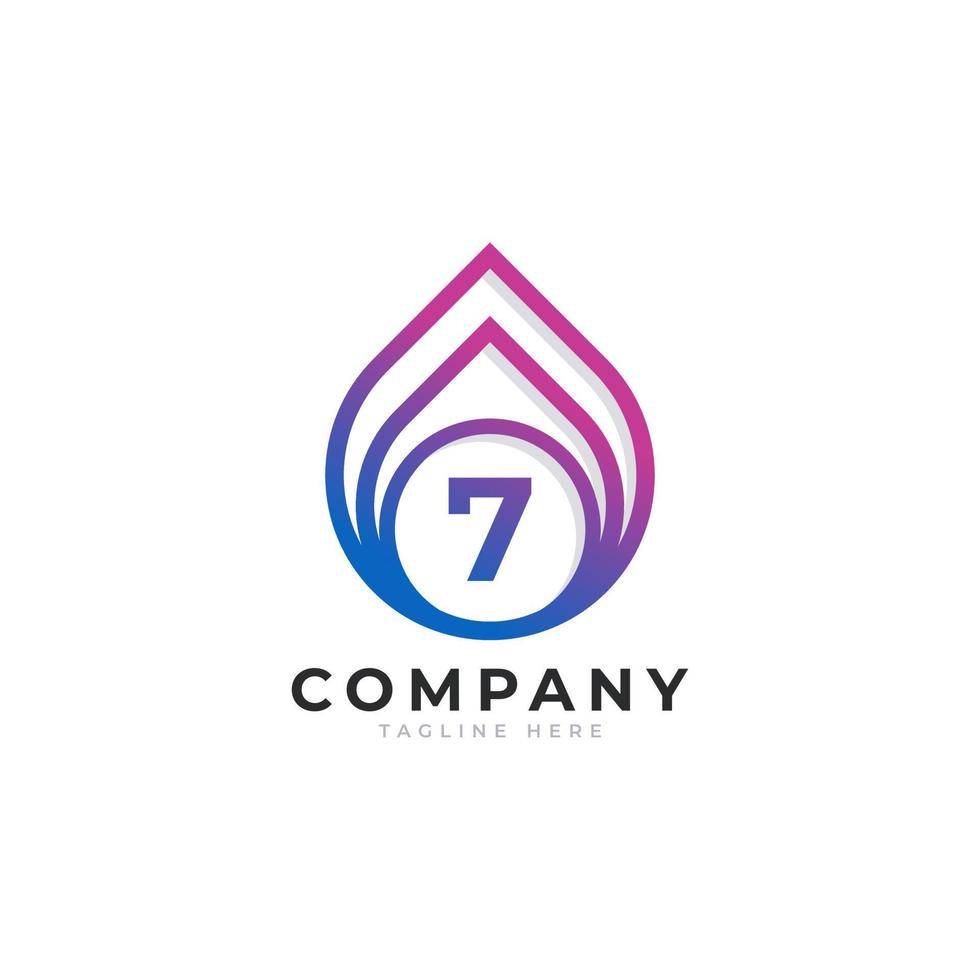 Initial Number 7 with Oil and Gas Logo Design Inspiration vector