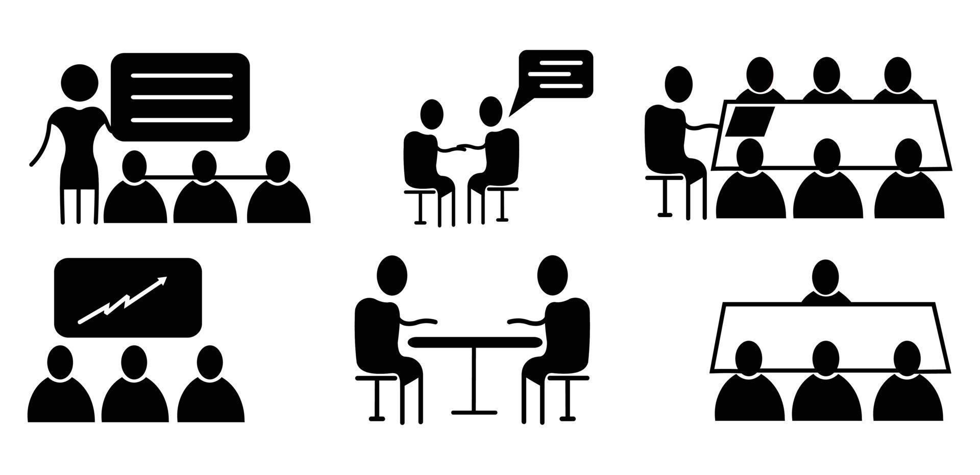 office meeting, consultation  idea line icon set vector