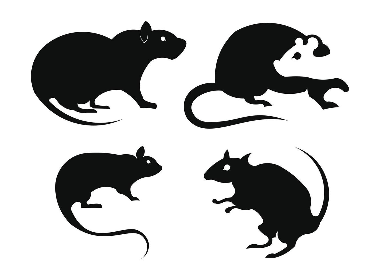 Rat and mouse vector silhouette inspiration logo.