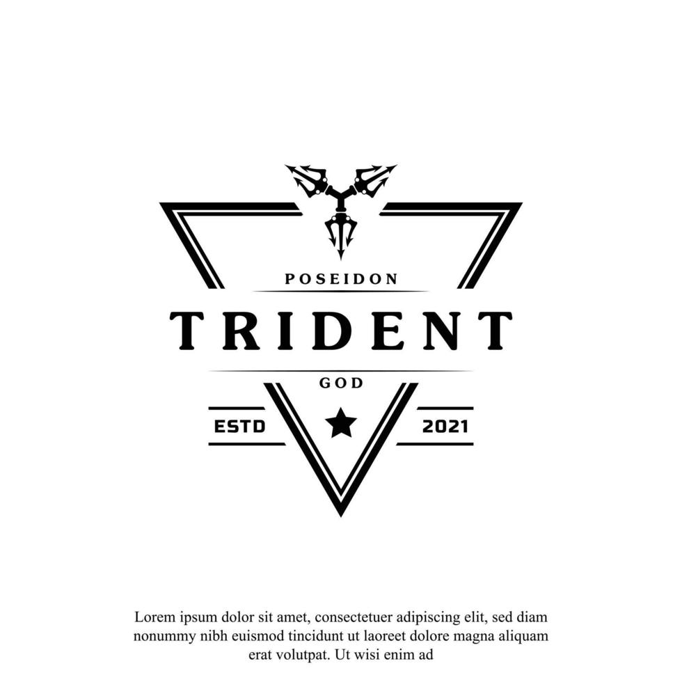 Classic Vintage Trident Neptune God Poseidon Triton King Spear Logo Icon Design Template vector