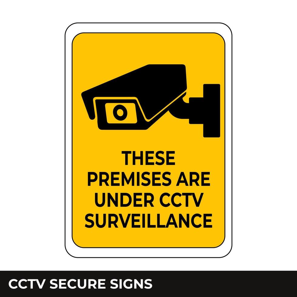 Cctv, Alarm, Monitored And 24 Hour Video Camera Surveillance Sign In Vector, Easy To Use And Print Design Templates vector