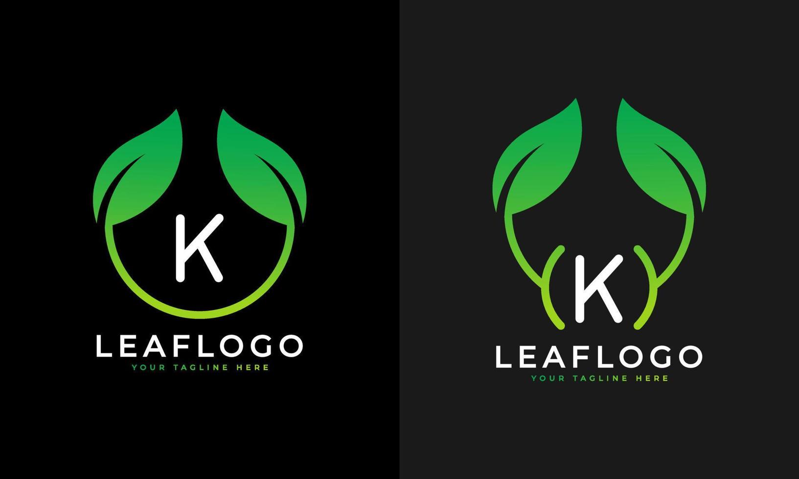 diseño del logotipo de la letra k de la hoja verde natural. logotipo de monograma. icono del alfabeto de hojas verdes. utilizable para logotipos comerciales, científicos, sanitarios, médicos y naturales.elemento de plantilla de diseño de logotipo vectorial plano. eps10 vector