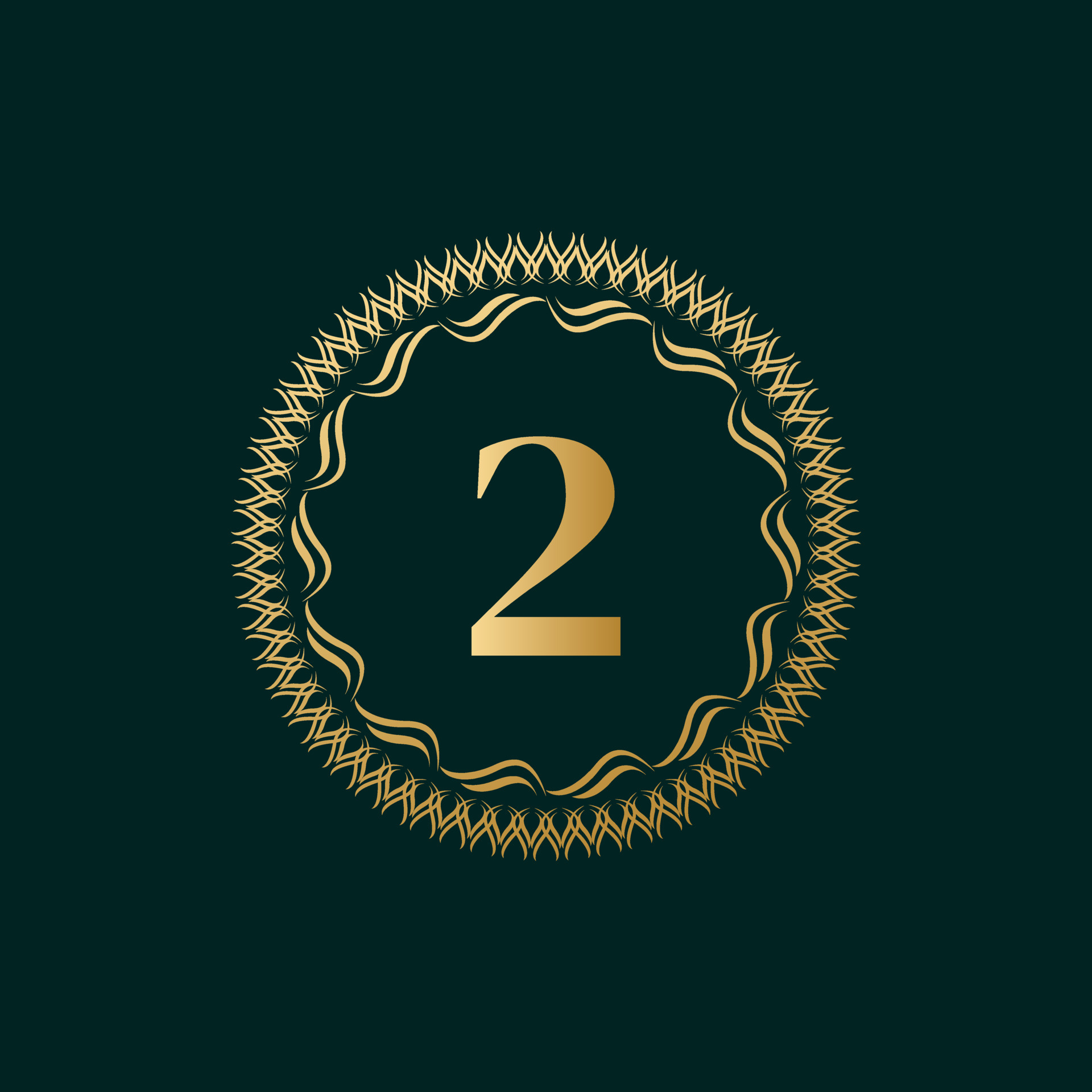 Emblem Number 2 Weaving Circle Monogram Graceful Template. Simple Logo