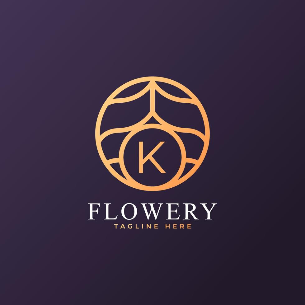 elemento de plantilla de diseño de logotipo de letra inicial k de flor. eps10 vector