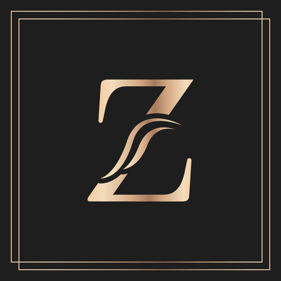 elegante letra z elegante logotipo caligráfico real hermoso. emblema dibujado en oro vintage para diseño de libros, marca, tarjeta de visita, restaurante, boutique u hotel vector