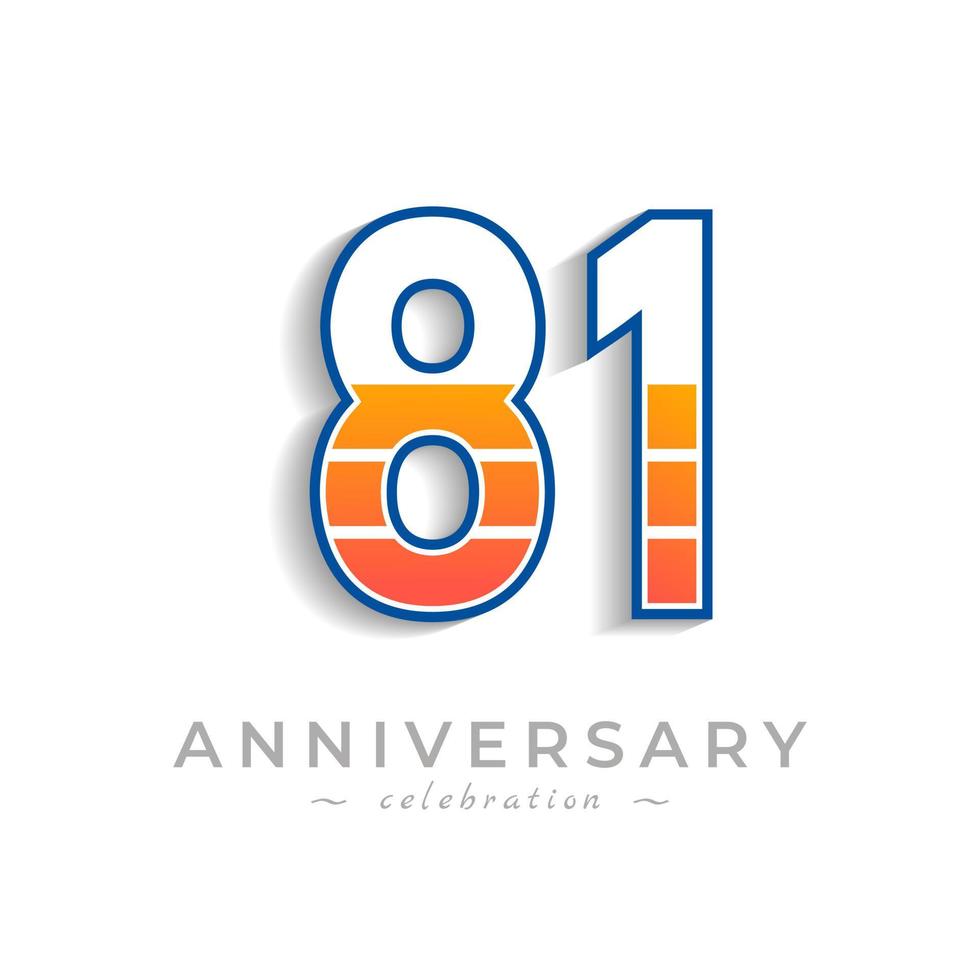 81 Year Anniversary Celebration with Charging Icon Battery for Celebration Event, Wedding, Greeting card, and Invitation Isolated on White Background vector