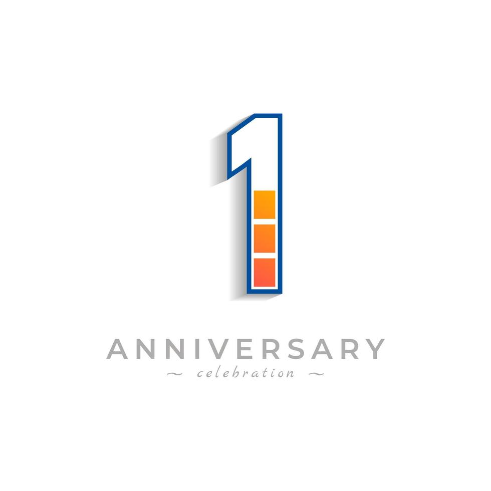 1 Year Anniversary Celebration with Charging Icon Battery for Celebration Event, Wedding, Greeting card, and Invitation Isolated on White Background vector