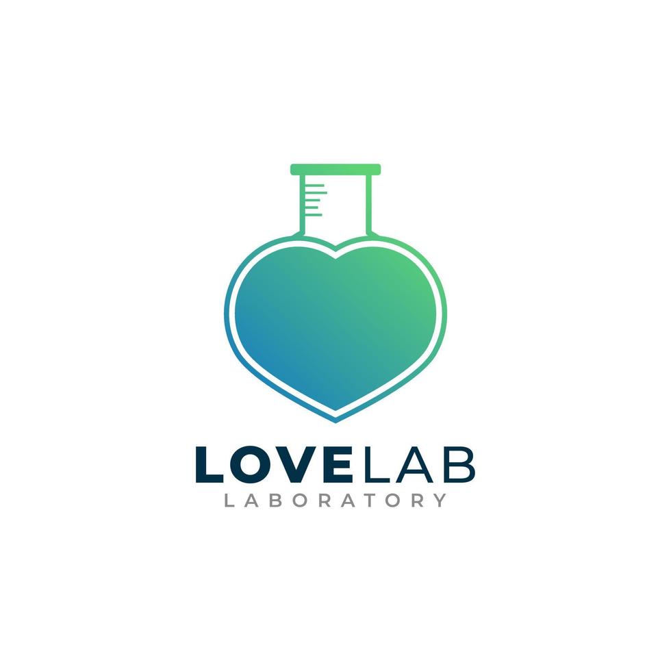 Love Laboratory Logo Design Template. Tube Lab Combined with Hearth Icon Vector Illustration