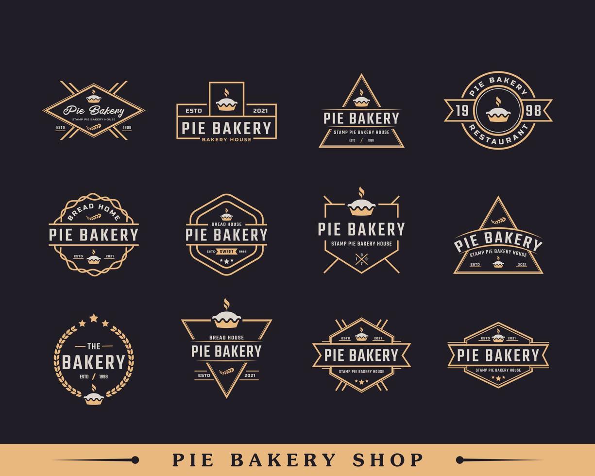 Set of Classic Vintage Retro Label Badge Emblem for Stamp Pie Bakery House Logo Design Inspiration vector