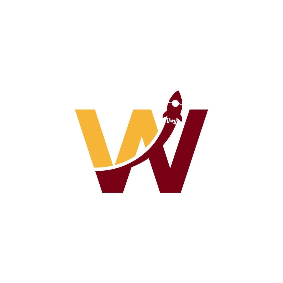 Initial Letter W with Rocket Logo Icon Symbol. Good for Company, Travel, Start up and Logistic Logos vector