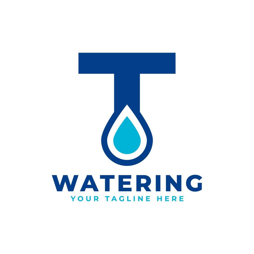 Water Drop Letter T Initial Logo. Usable for Nature and Branding Logos. Flat Vector Logo Design Ideas Template Element