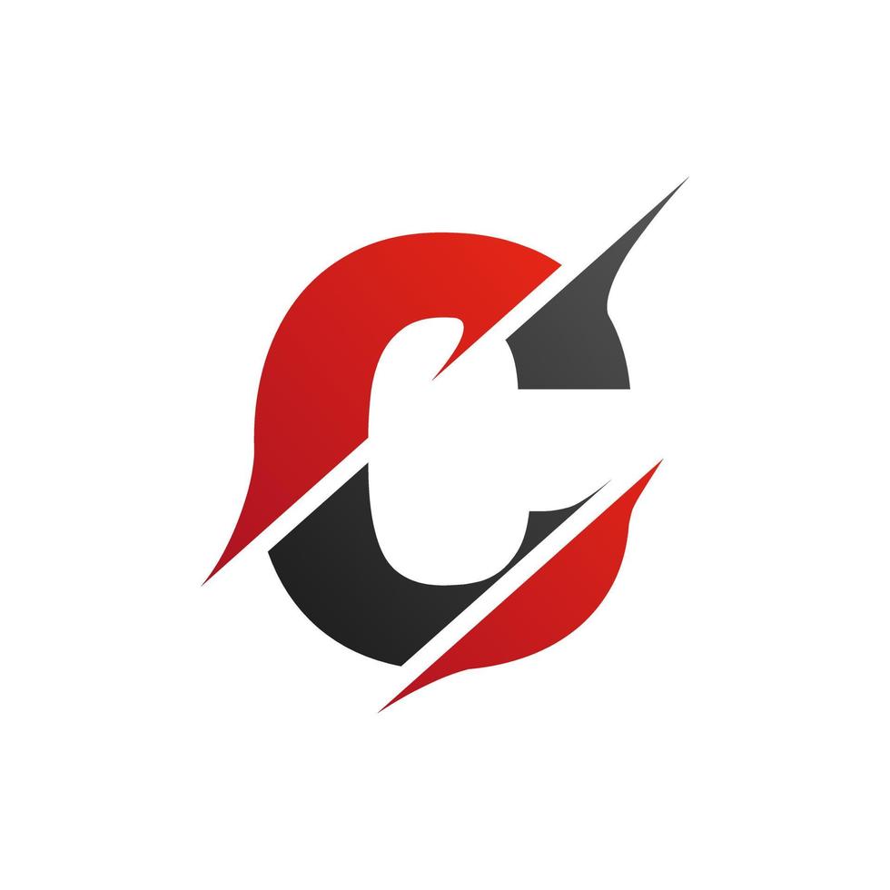 Initial Letter C Slice Style Logo. Template Design vector