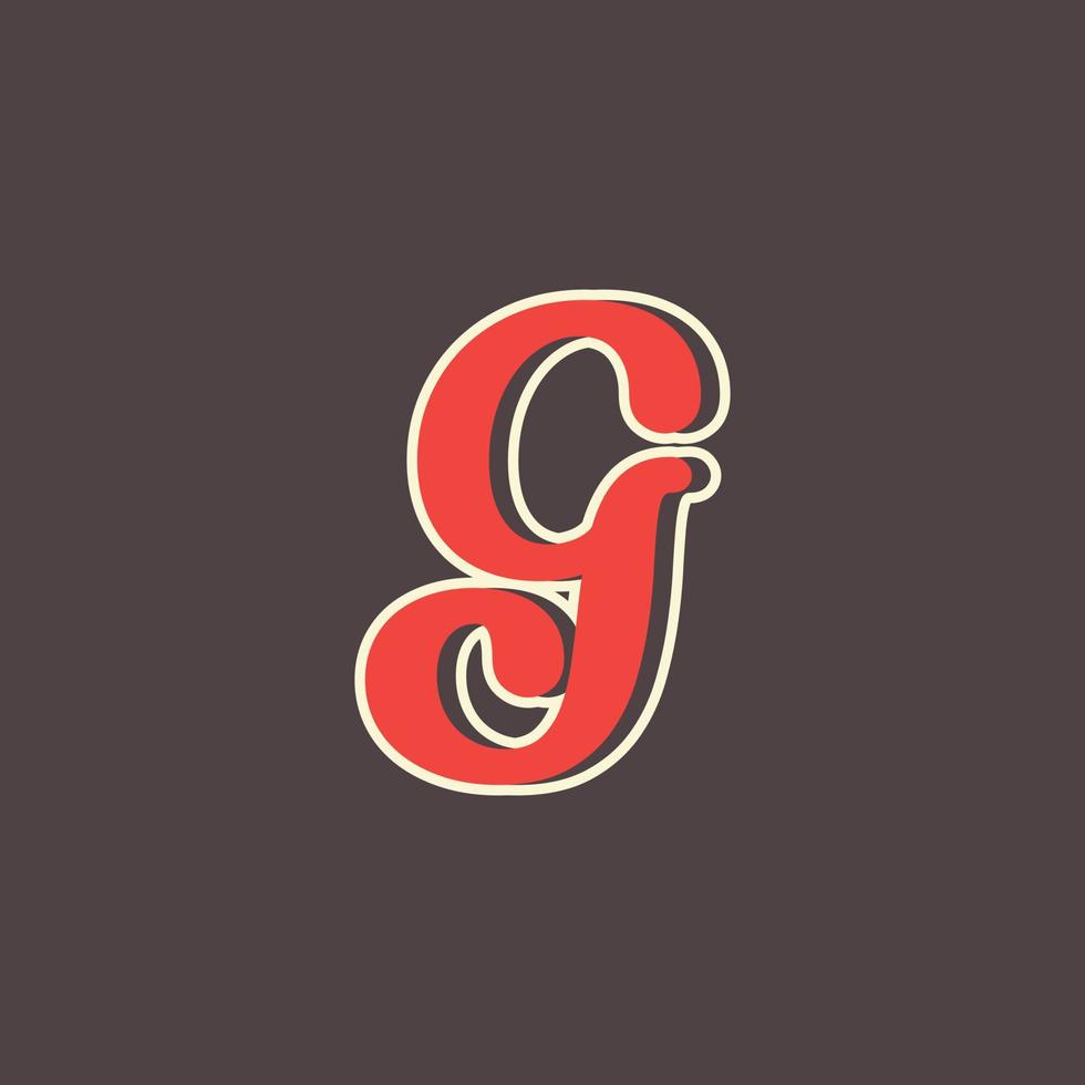 Retro Letter G Logo in Vintage Western Style with Double Layer. Usable for Vector Font, Labels, Posters etc