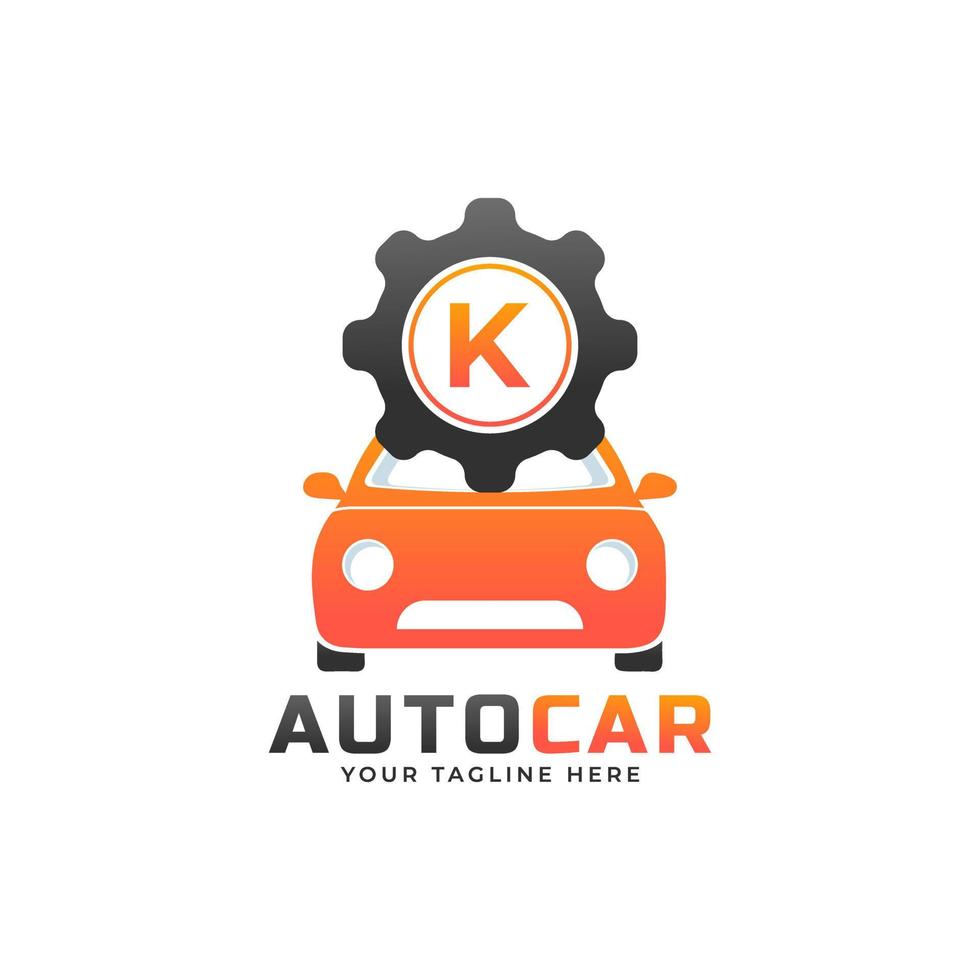 Letter K with Car Maintenance Vector. Concept Automotive Logo Design of Sports Vehicle. vector