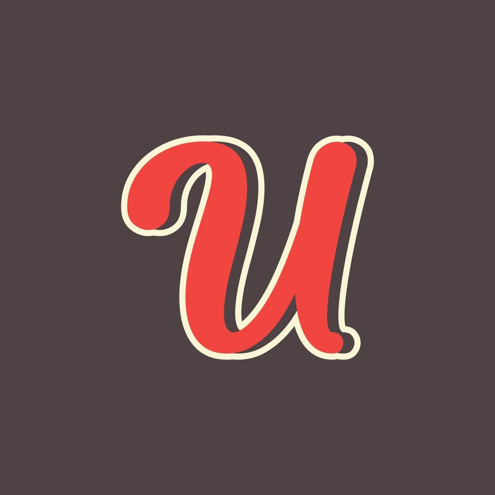 Retro Letter U Logo in Vintage Western Style with Double Layer. Usable for Vector Font, Labels, Posters etc