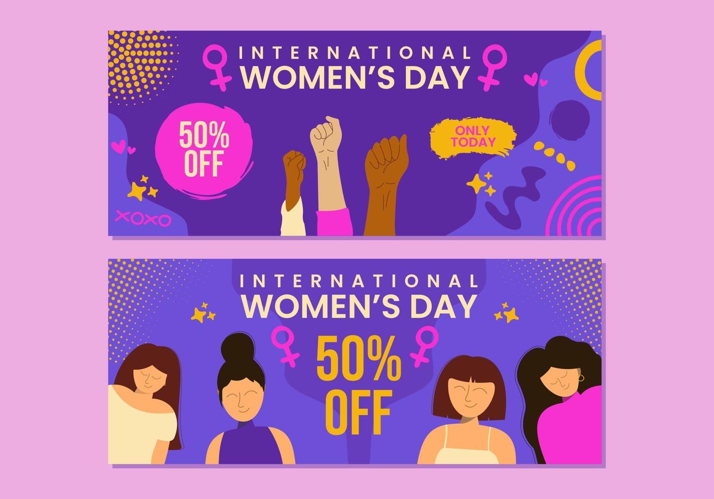 International women's day banner collection vector
