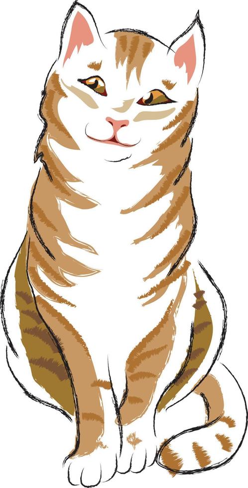 Vector illustration of cute smiling cat.