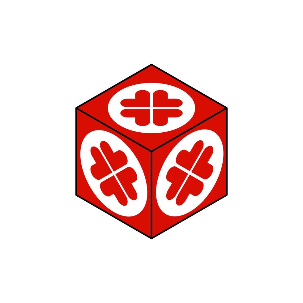 caja de trébol rojo, vector de icono de logotipo
